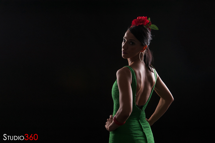 Modelo, estudio, flamenco, gitana, feria, vestido, flamenca